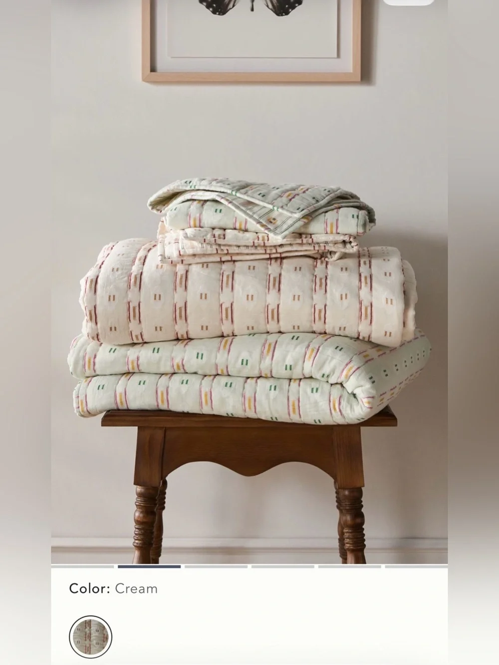 Anthropologie Nera Yarn Dye Jacquard Striped Quilt Size King NWT